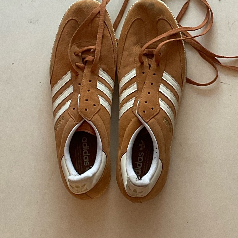 Adidas Tan and White Classic Sneakers